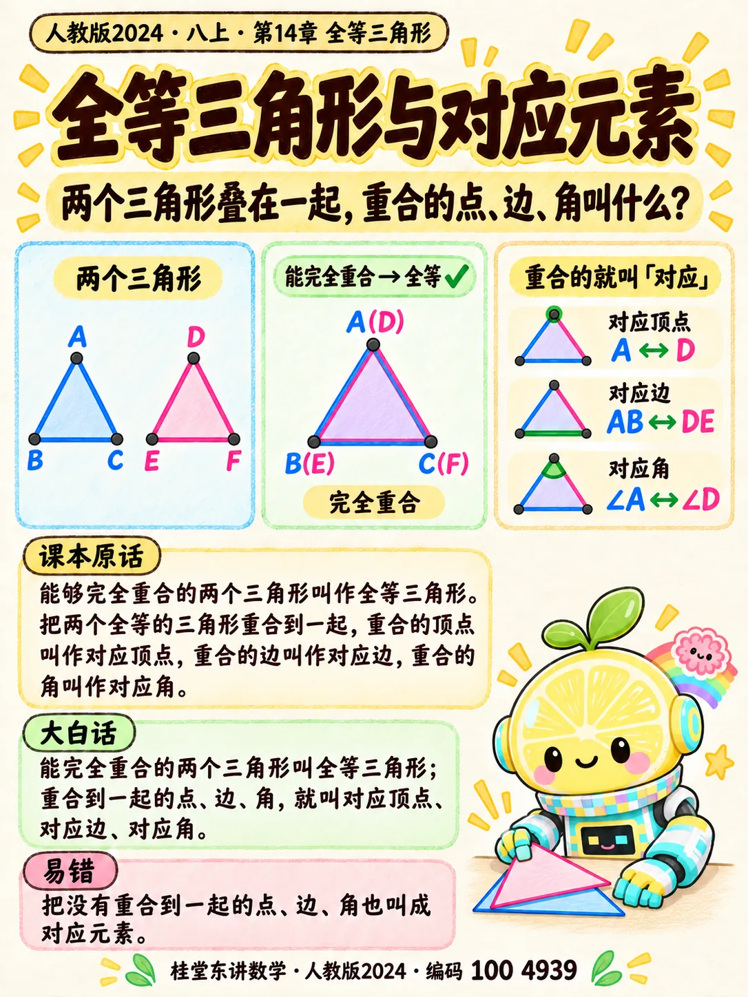 知识卡：全等三角形与对应元素